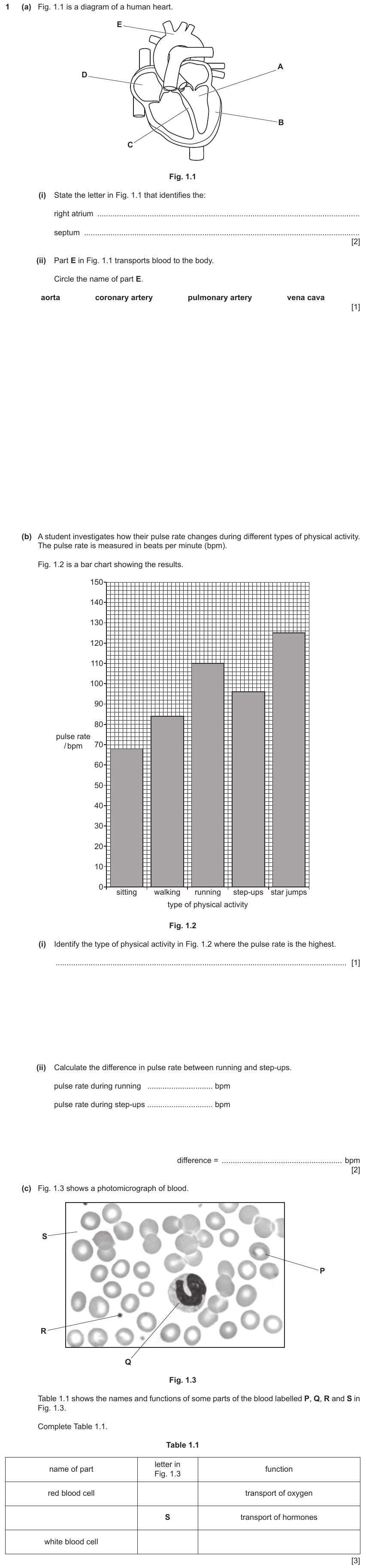 IGCSE 0653 May/Jun 2023 Paper 32 Q1 — Transport in Animals