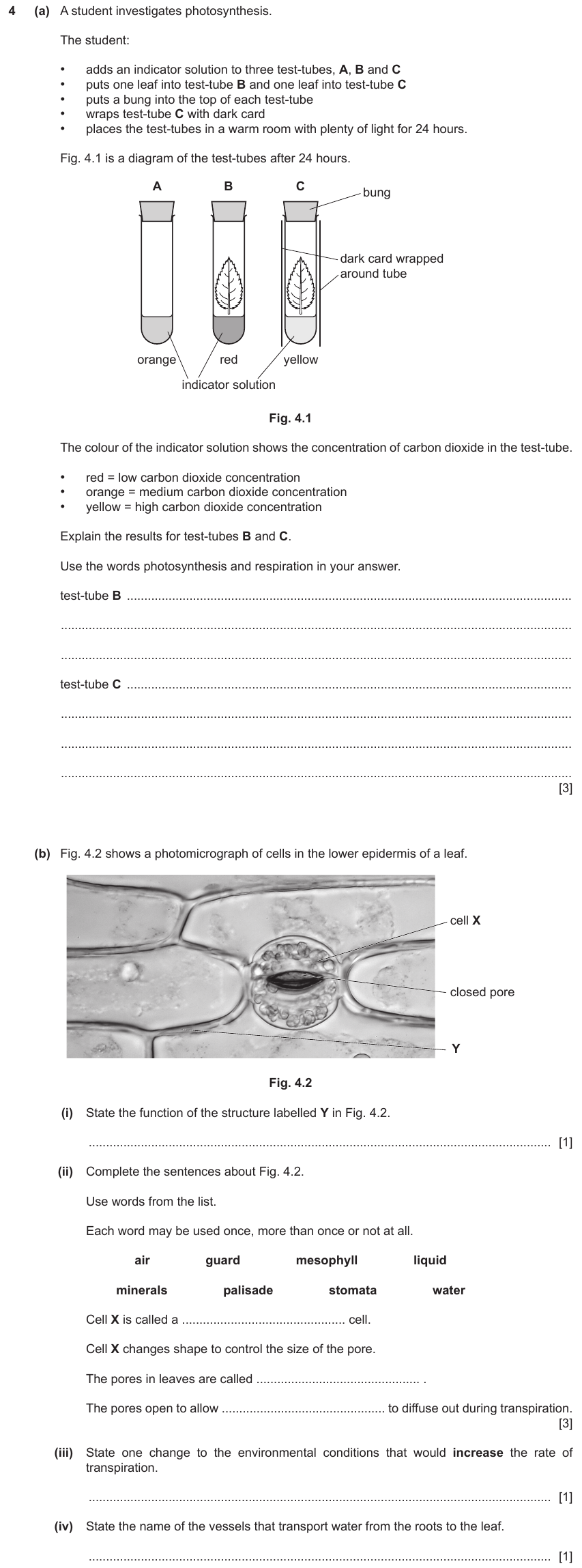 IGCSE 0653 May/Jun 2023 Paper 32 Q4 — Gas Exchange & Respiration