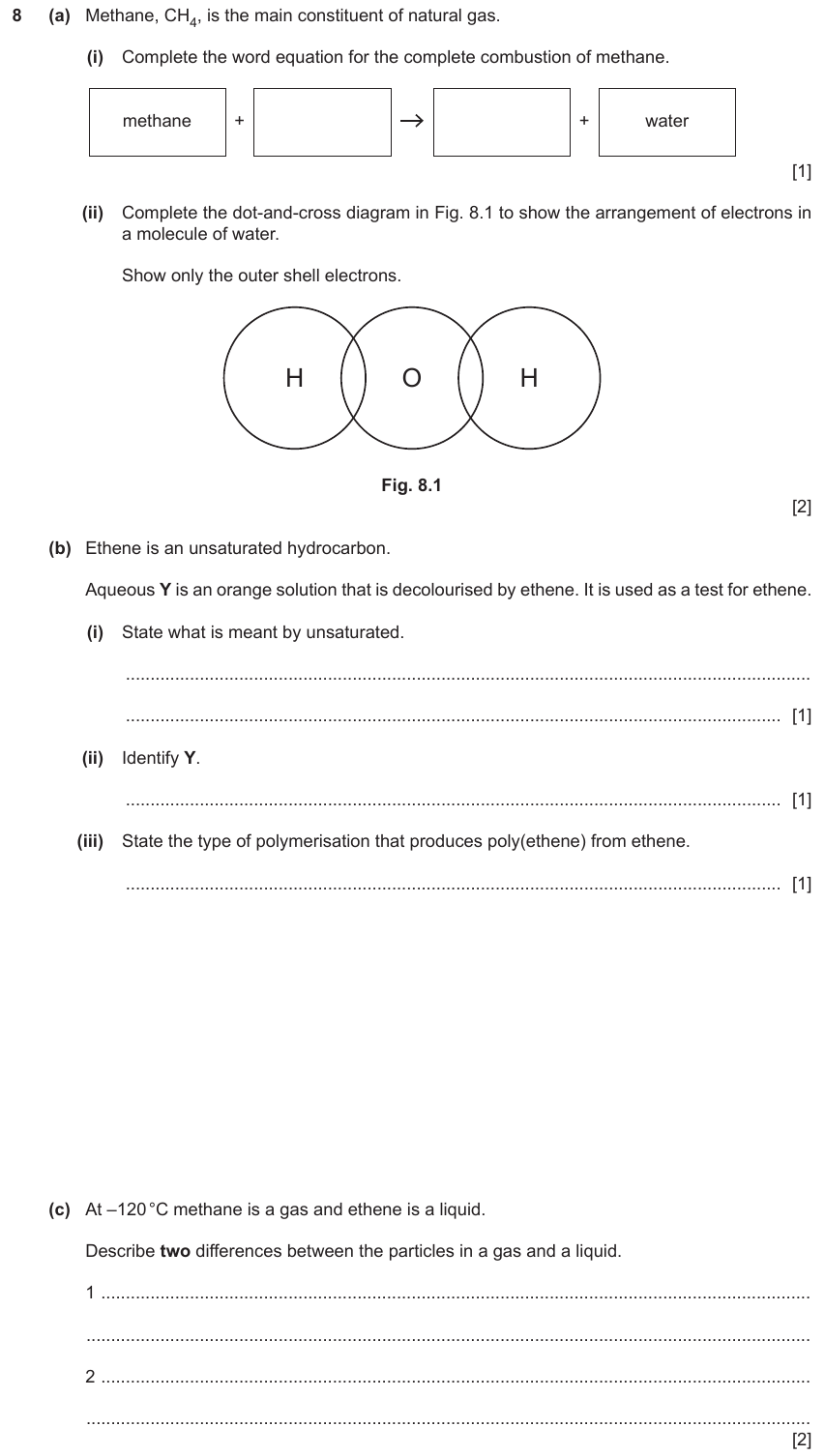 IGCSE 0653 May/Jun 2023 Paper 32 Q8 — Organic Chemistry
