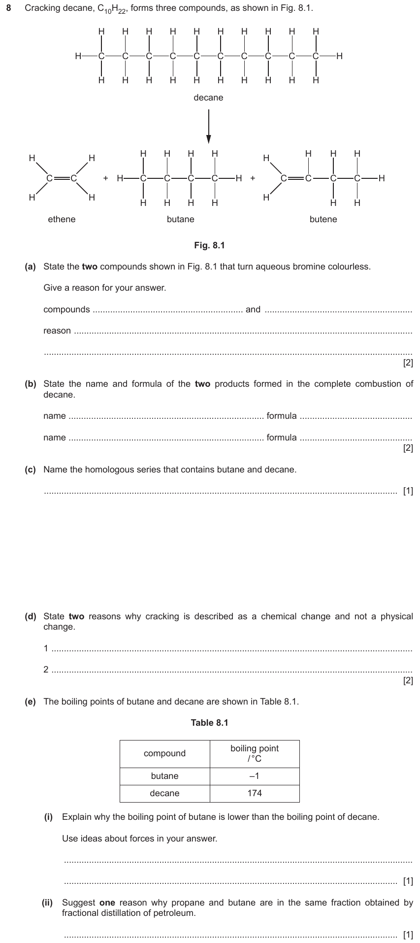 IGCSE 0653 May/Jun 2023 Paper 43 Q8 — Organic Chemistry