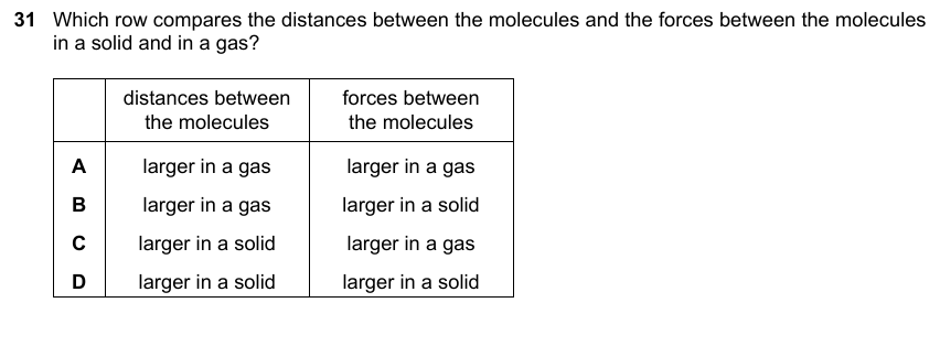 IGCSE 0653 May/Jun 2024 Paper 21 Q31 — States of Matter & Particles