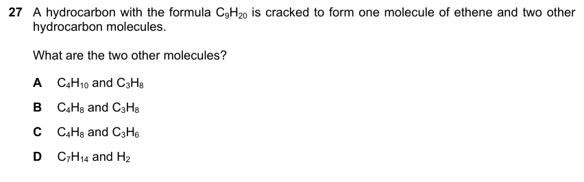 IGCSE 0653 May/Jun 2024 Paper 22 Q27 — Organic Chemistry
