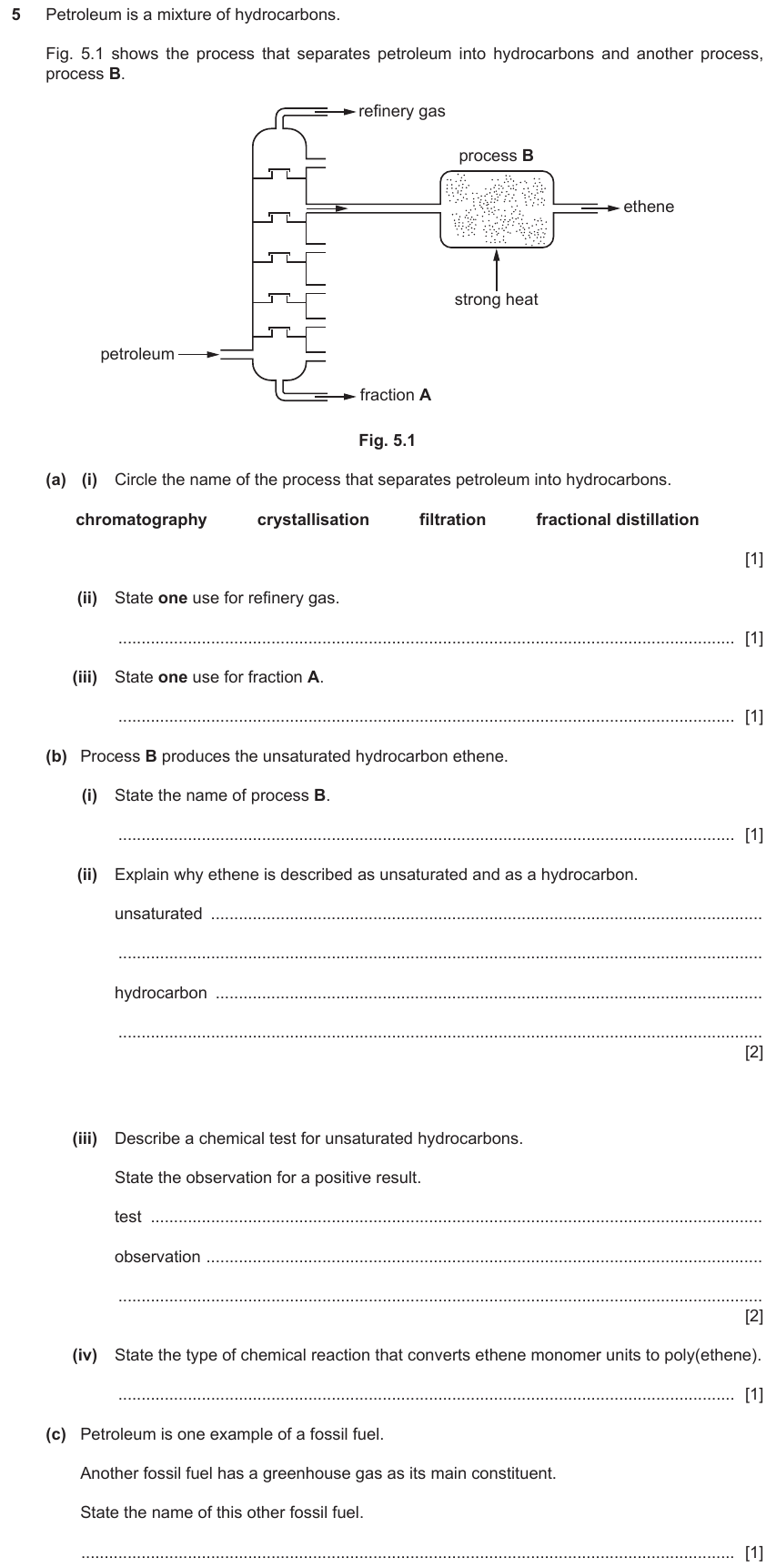 IGCSE 0653 May/Jun 2024 Paper 31 Q5 — Organic Chemistry
