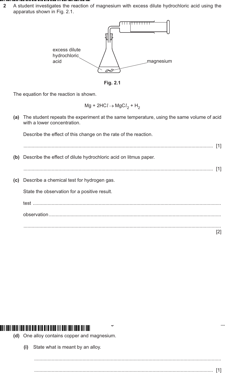 IGCSE 0653 May/Jun 2024 Paper 32 Q2 — Rate of Reaction