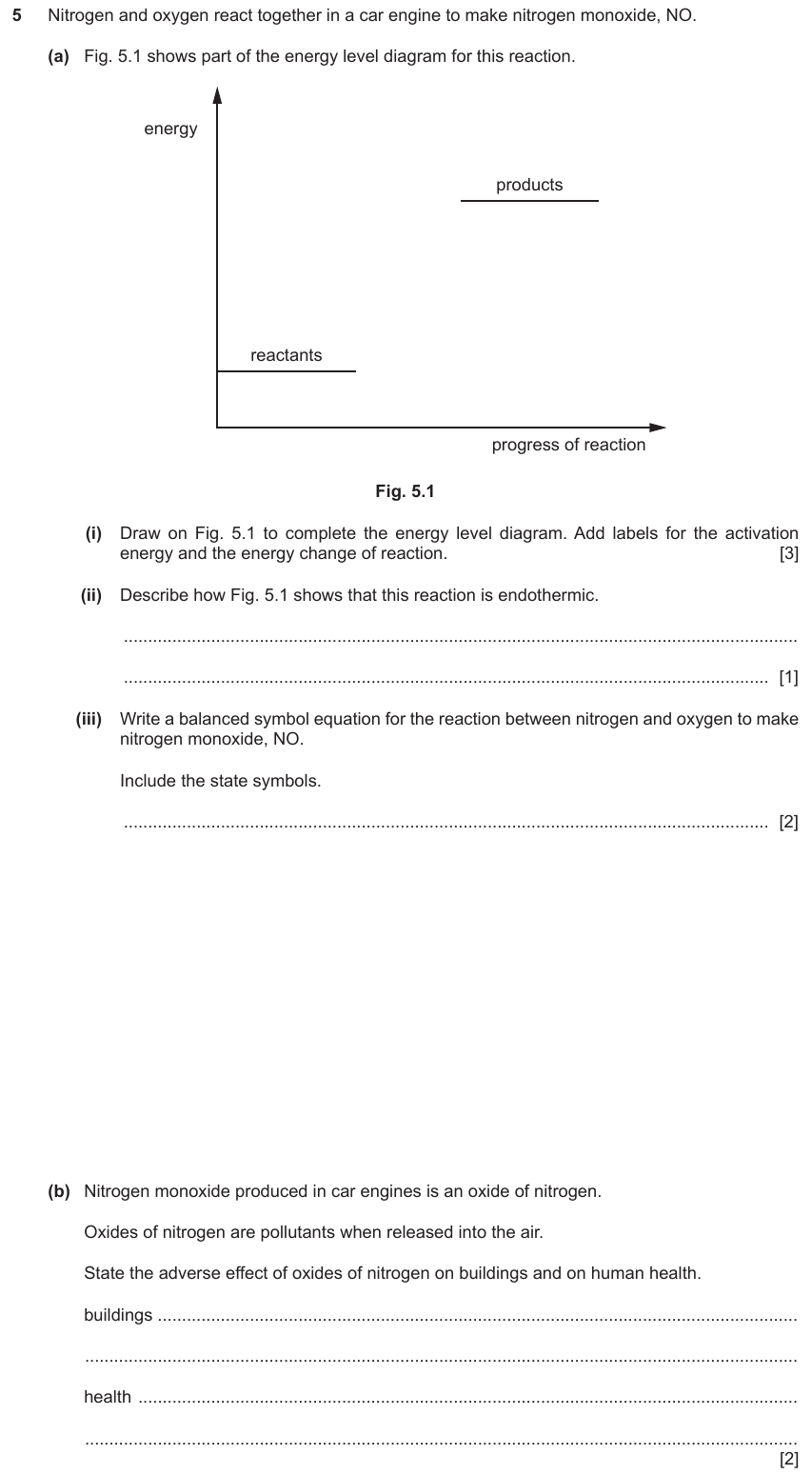 IGCSE 0653 May/Jun 2024 Paper 41 Q5 — Chemical Energetics
