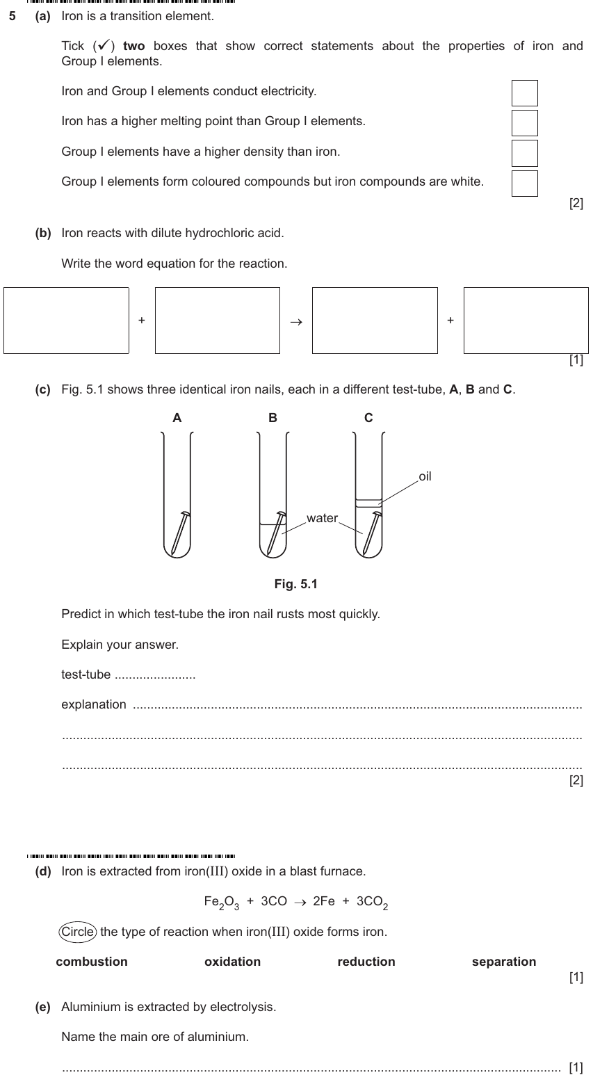 IGCSE 0653 May/Jun 2025 Paper 32 Q5 — Electrochemistry