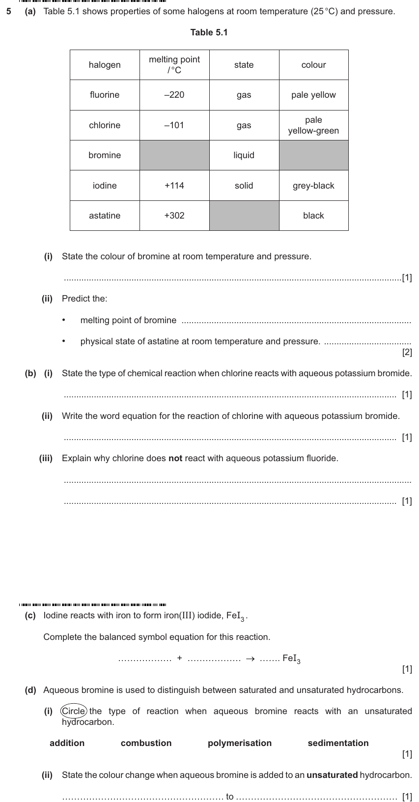 IGCSE 0653 May/Jun 2025 Paper 41 Q5 — Organic Chemistry