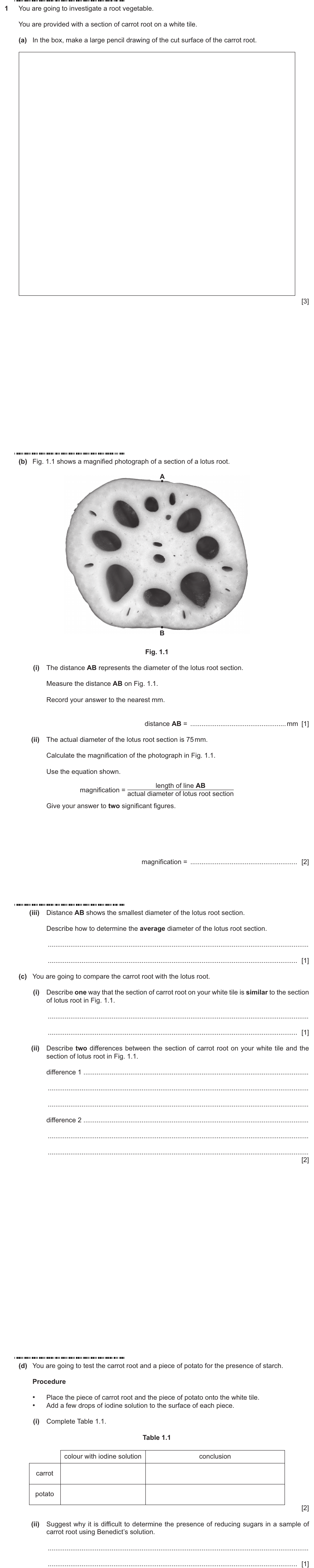 IGCSE 0653 May/Jun 2025 Paper 52 Q1 — Biological Molecules