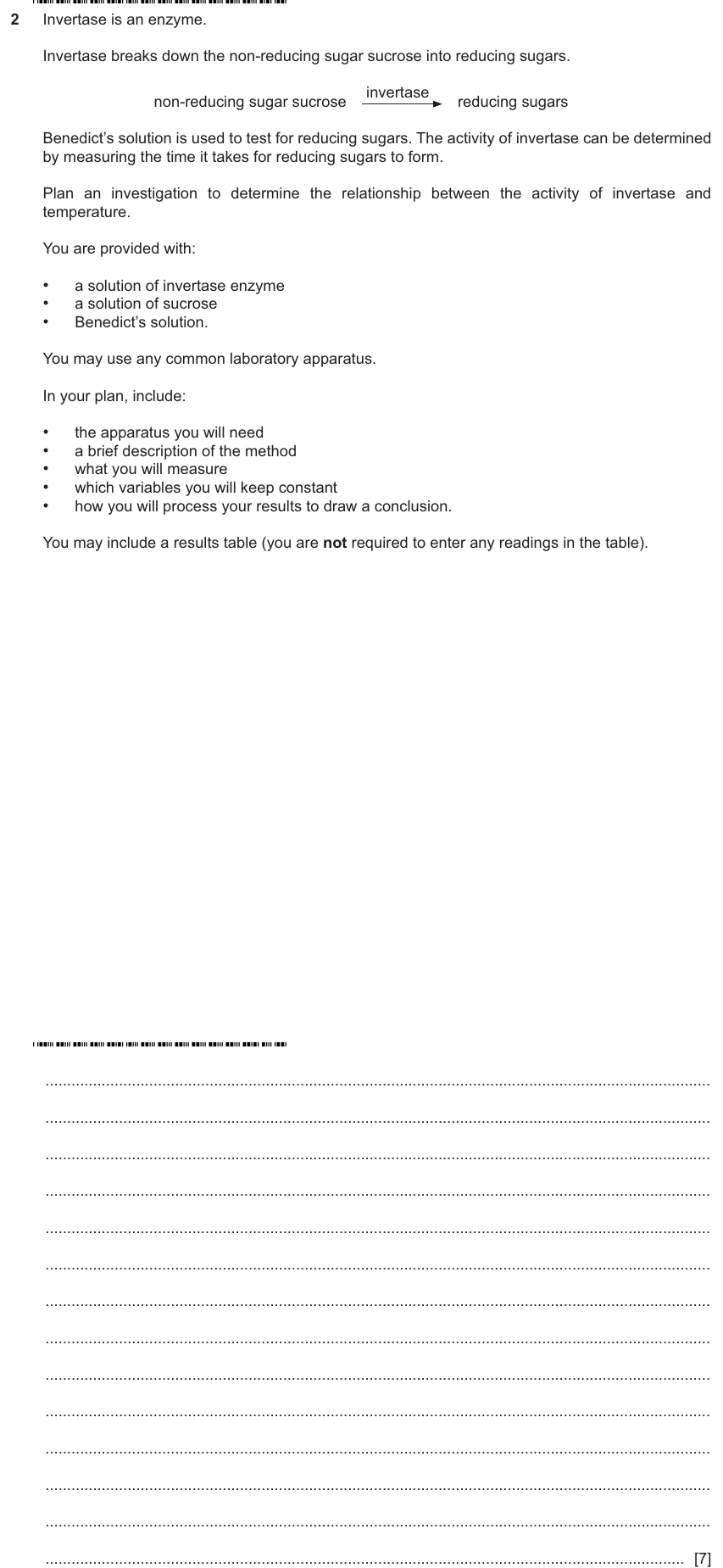 IGCSE 0653 May/Jun 2025 Paper 61 Q2 — Enzymes