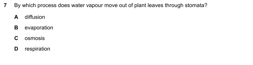 IGCSE 0653 Oct/Nov 2023 Paper 11 Q7 — Gas Exchange & Respiration