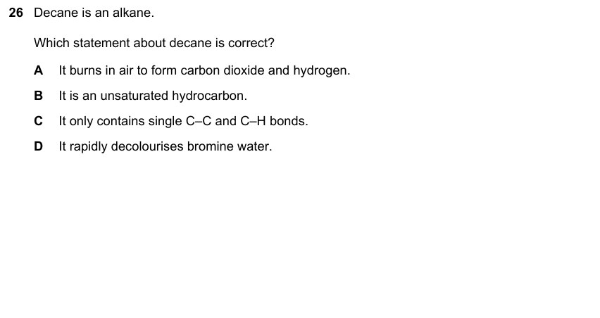 IGCSE 0653 Oct/Nov 2023 Paper 12 Q26 — Organic Chemistry