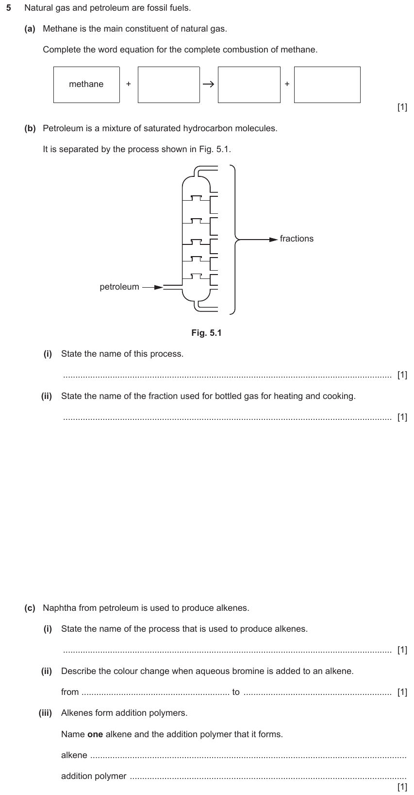 IGCSE 0653 Oct/Nov 2023 Paper 33 Q5 — Organic Chemistry