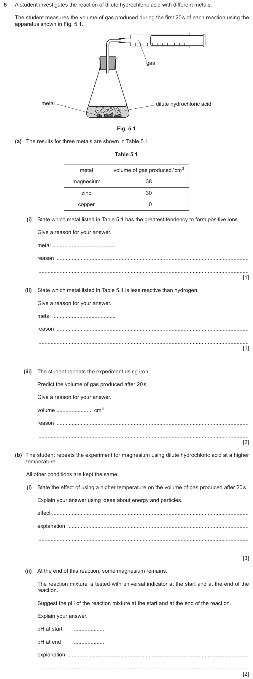 IGCSE 0653 Oct/Nov 2023 Paper 42 Q5 — Acids, Bases & Salts
