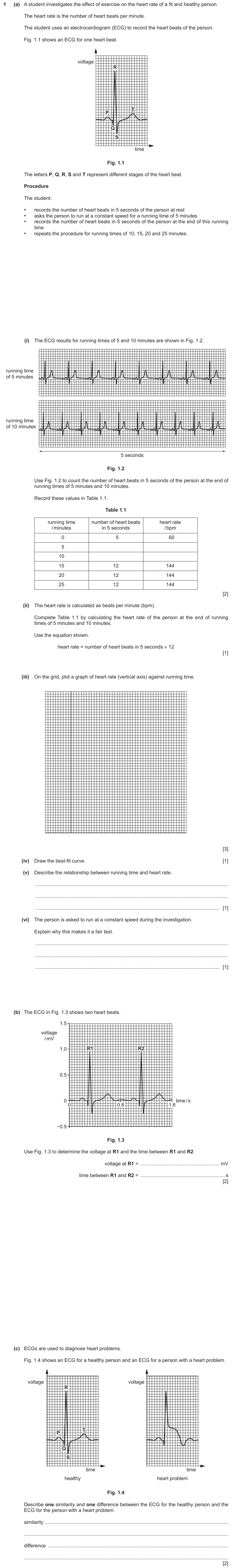 IGCSE 0653 Oct/Nov 2023 Paper 62 Q1 — Transport in Animals