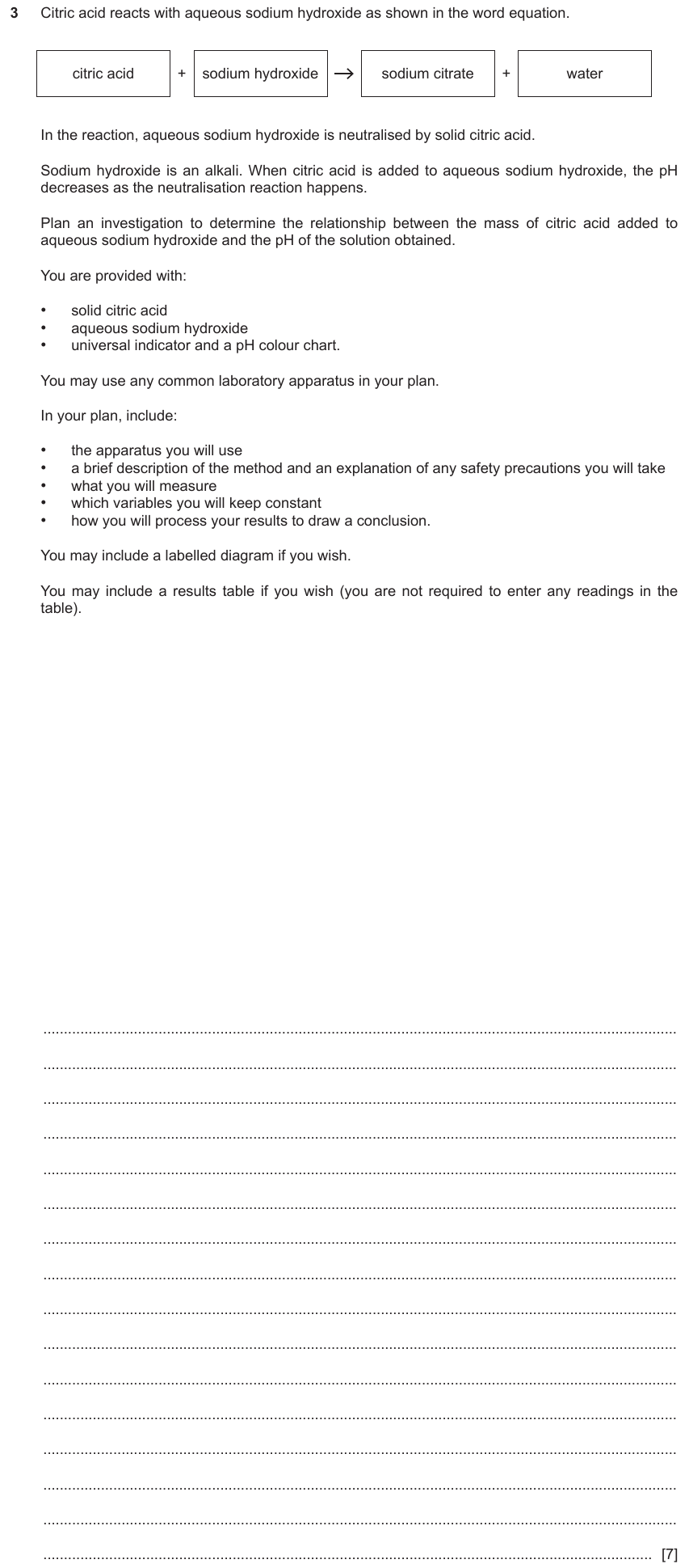 IGCSE 0653 Oct/Nov 2023 Paper 62 Q3 — Acids, Bases & Salts