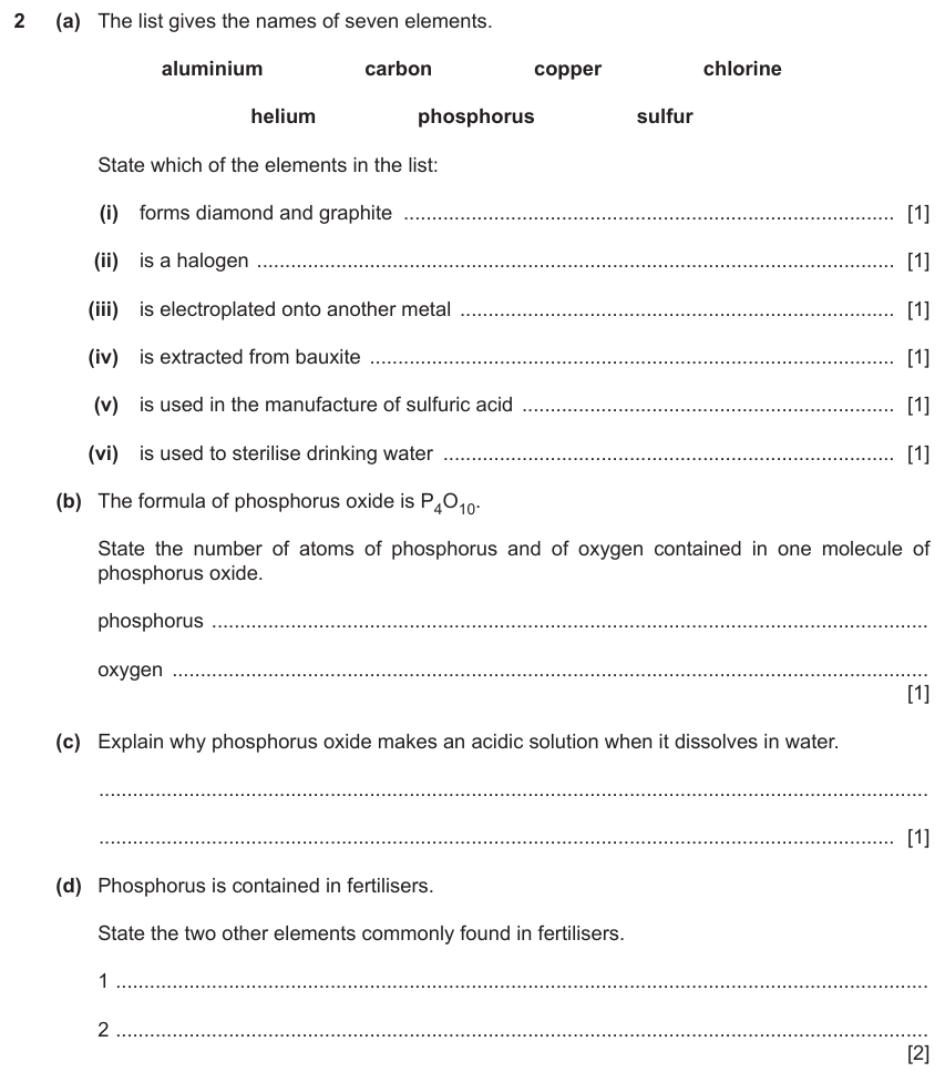 IGCSE 0654 Mar 2023 Paper 32 Question 2 — Covalent bonding