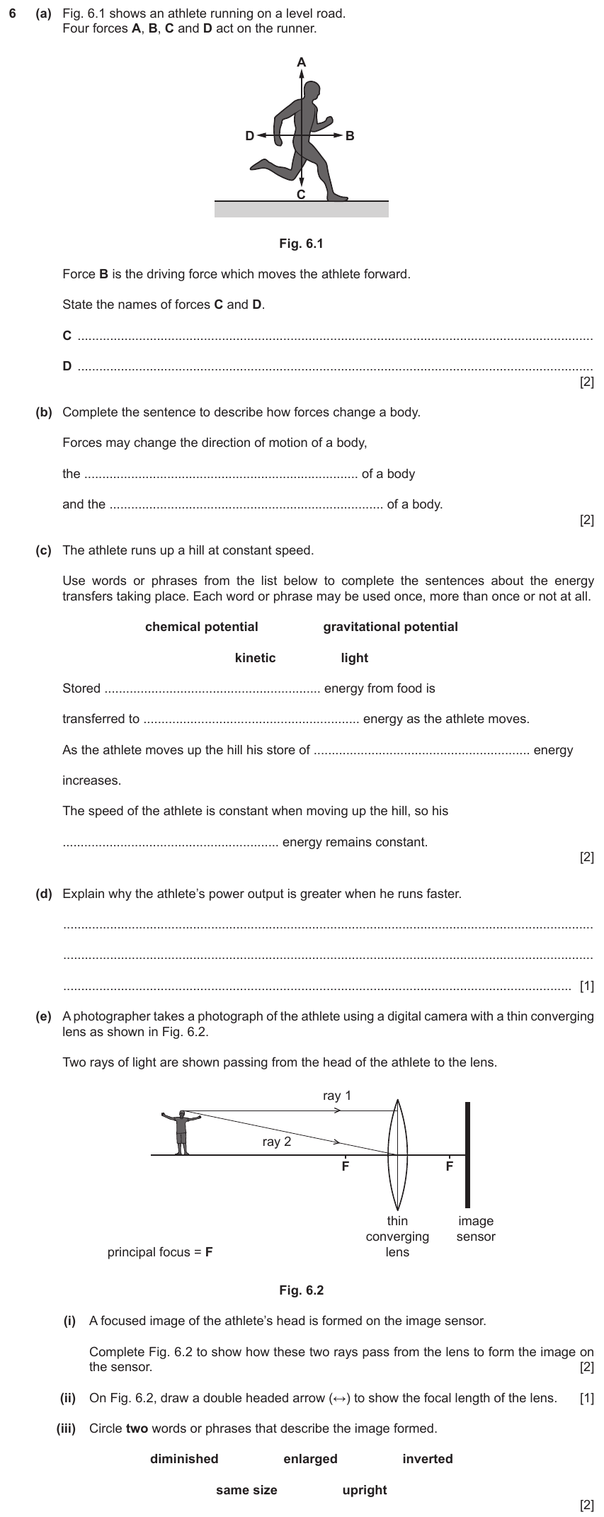 IGCSE 0654 Mar 2023 Paper 32 Question 6 — Lenses