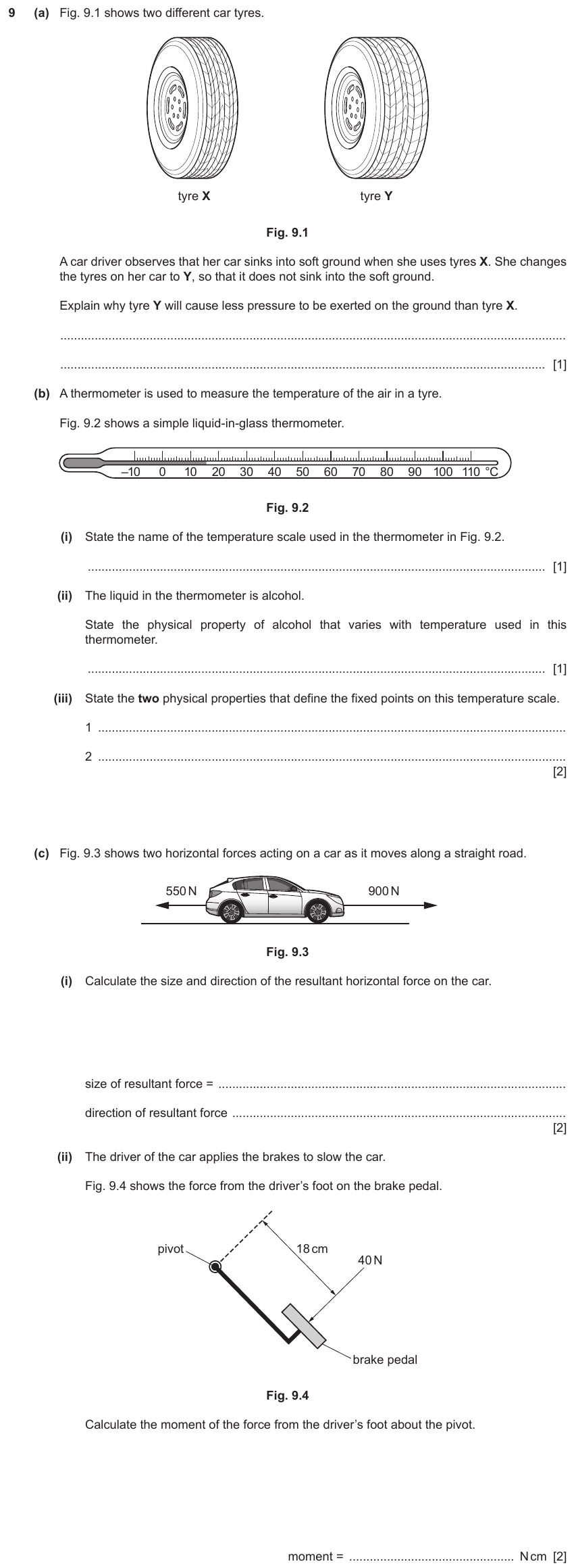 IGCSE 0654 Mar 2023 Paper 32 Question 9 — Resultant forces & Newton's laws