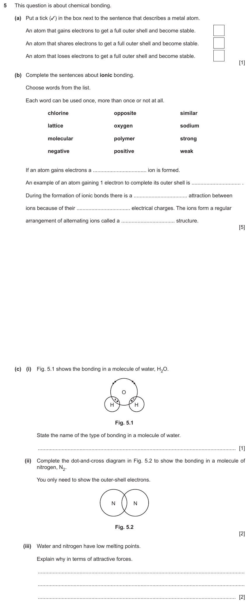 IGCSE 0654 Mar 2023 Paper 42 Question 5 — Ionic bonding