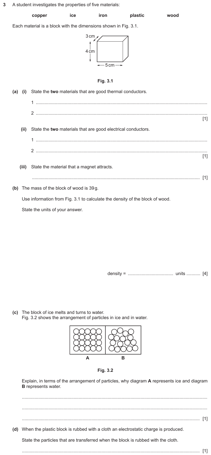 IGCSE 0654 Mar 2024 Paper 32 Question 3 — Density