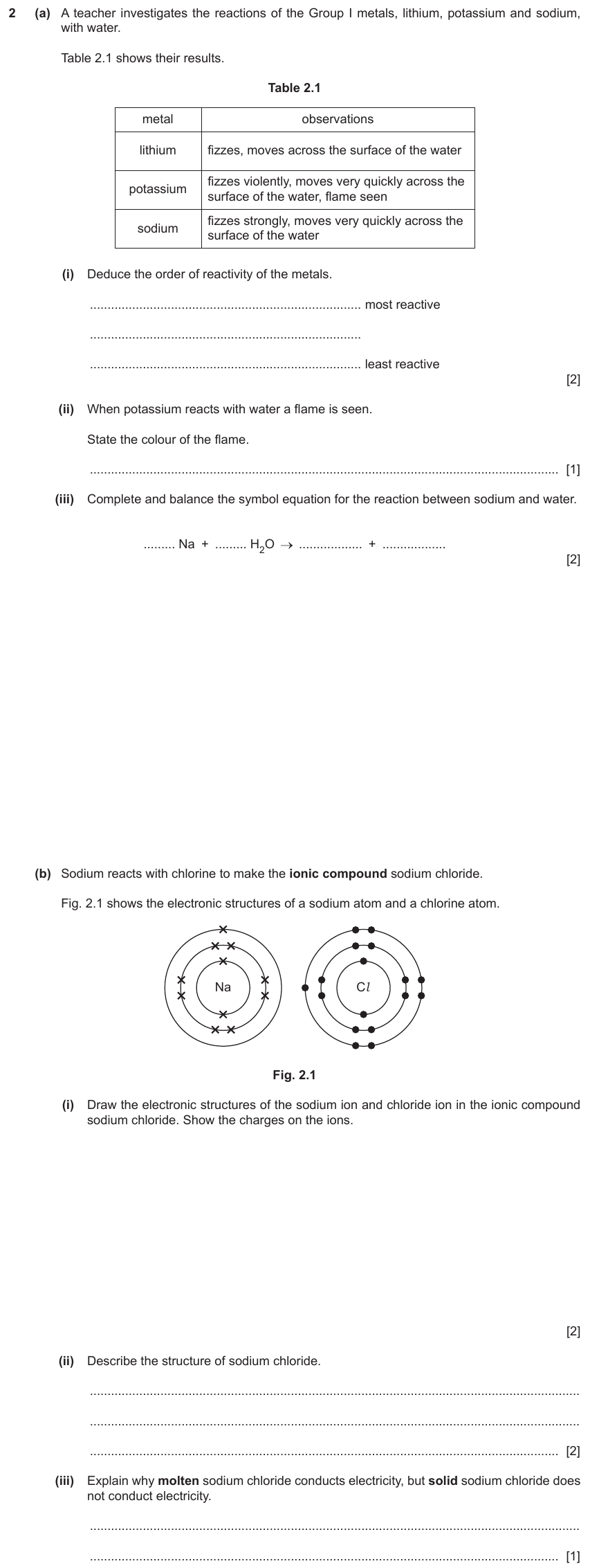 IGCSE 0654 Mar 2024 Paper 42 Question 2 — Balancing equations