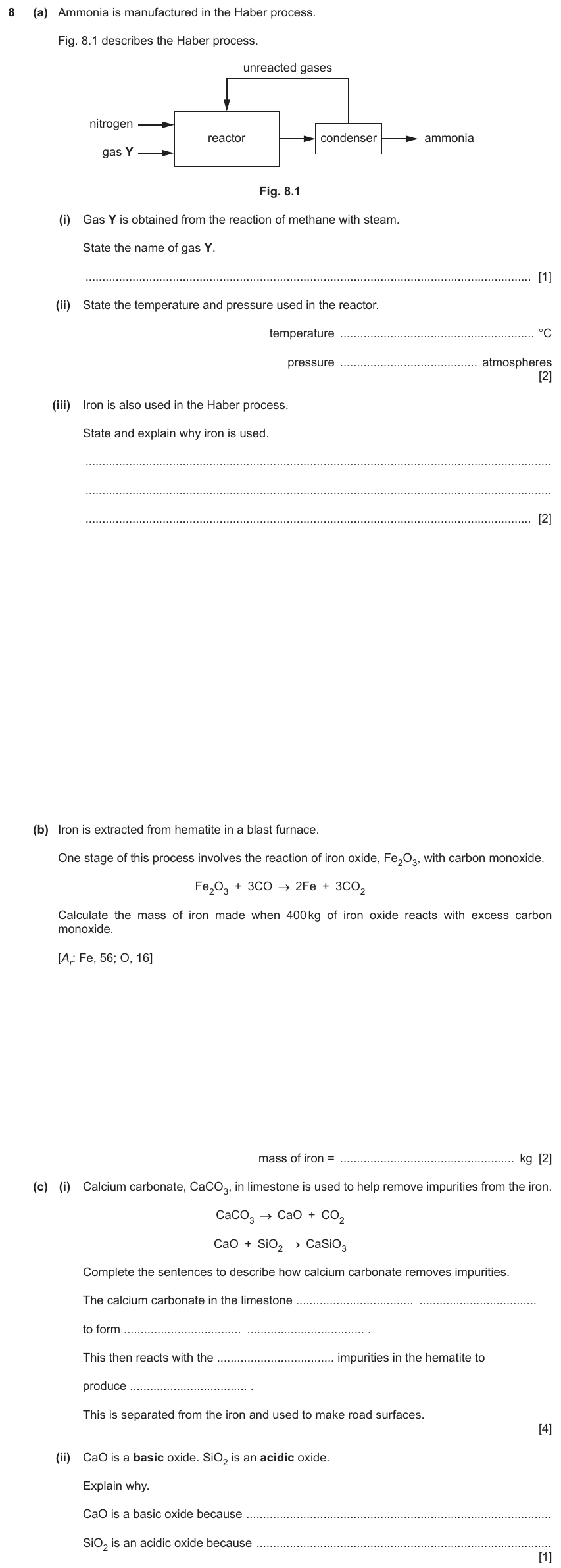 IGCSE 0654 Mar 2024 Paper 42 Question 8 — Reversible reactions