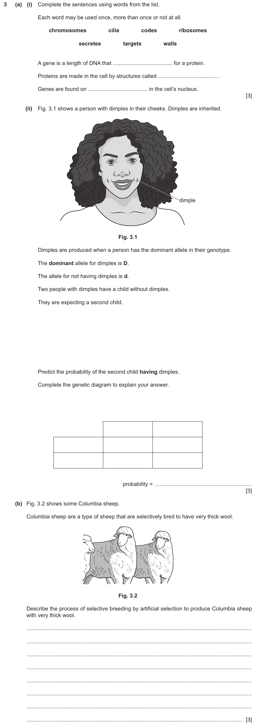 IGCSE 0654 Mar 2025 Paper 32 Question 3 — Monohybrid inheritance
