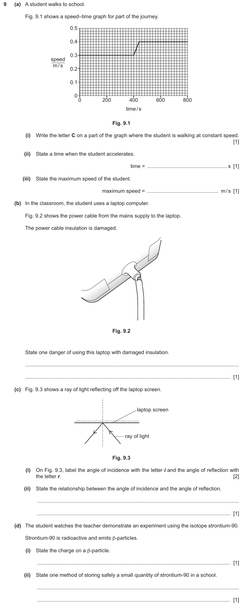 IGCSE 0654 Mar 2025 Paper 32 Question 9 — Reflection & refraction of light