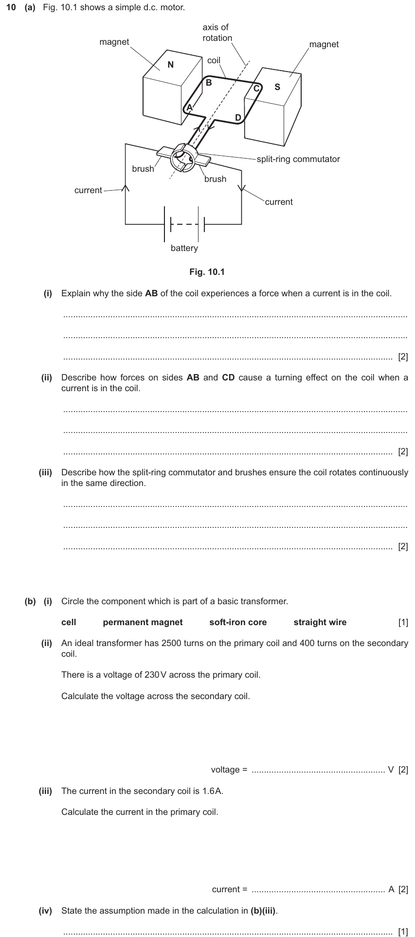 IGCSE 0654 Mar 2025 Paper 42 Question 10 — Current, voltage & resistance