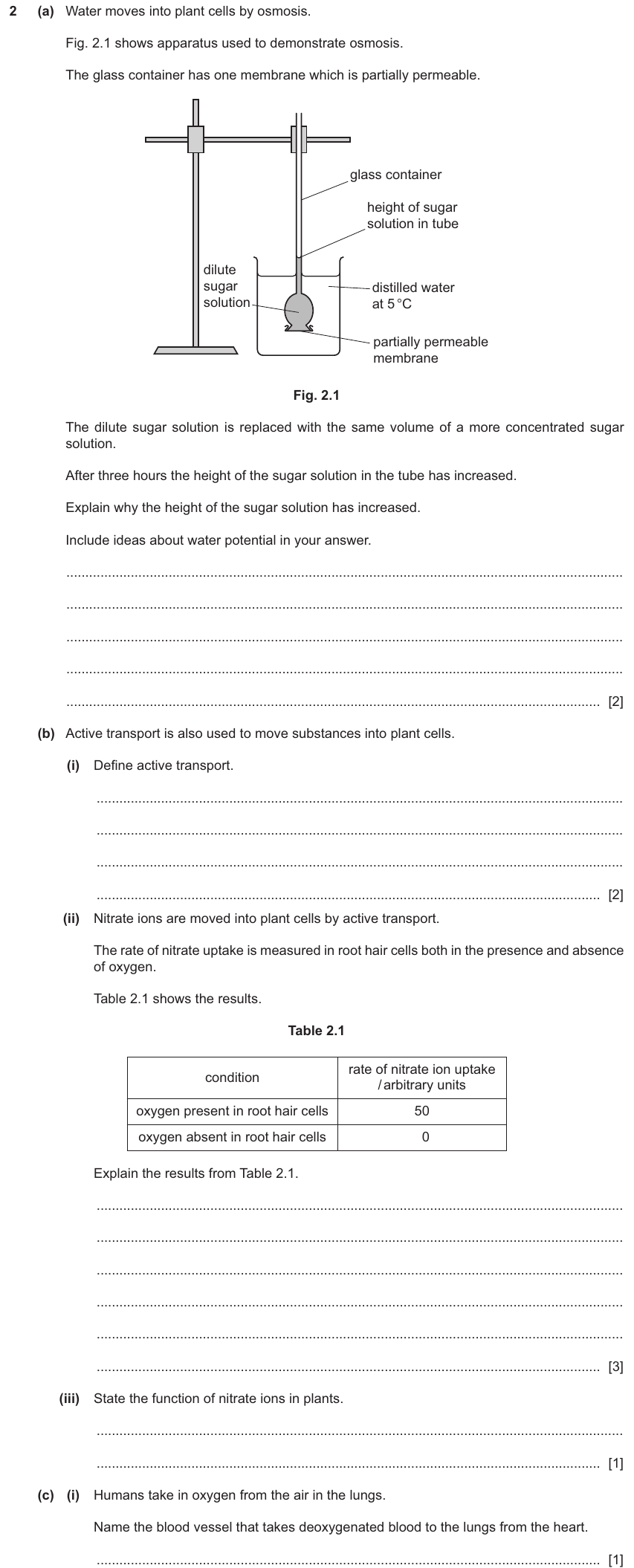 IGCSE 0654 Mar 2025 Paper 42 Question 2 — Osmosis