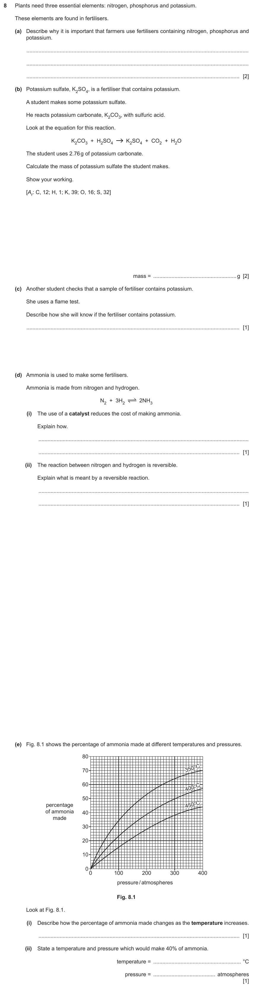 IGCSE 0654 Jun 2022 Paper 42 Question 8 — Reversible reactions