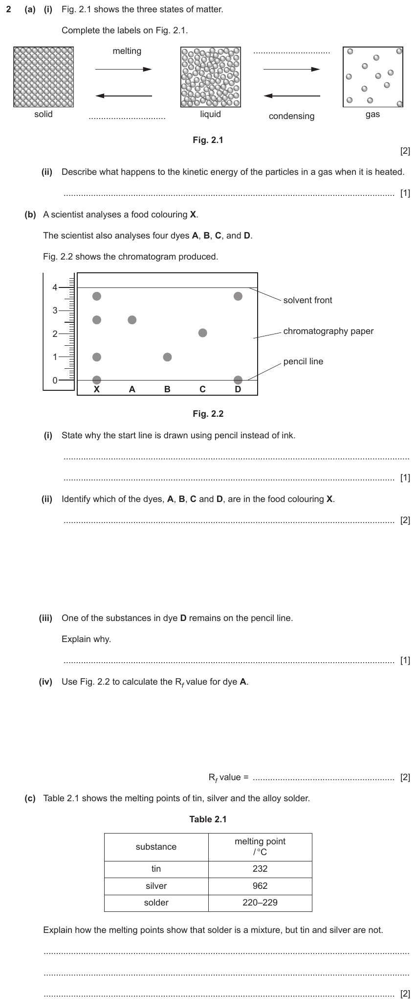IGCSE 0654 Jun 2023 Paper 41 Question 2 — Solids, liquids & gases