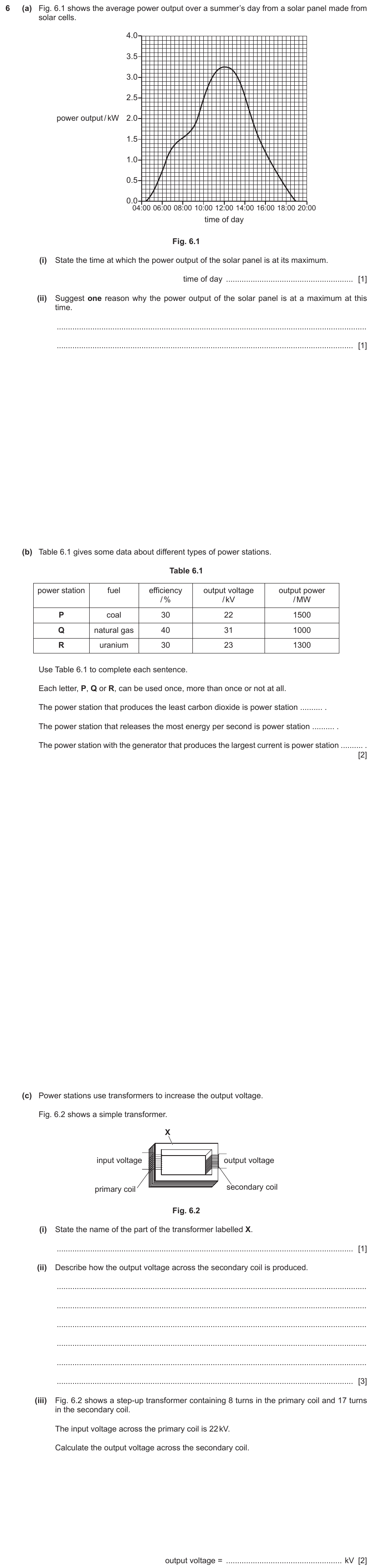 IGCSE 0654 Jun 2023 Paper 42 Question 6 — Work & power
