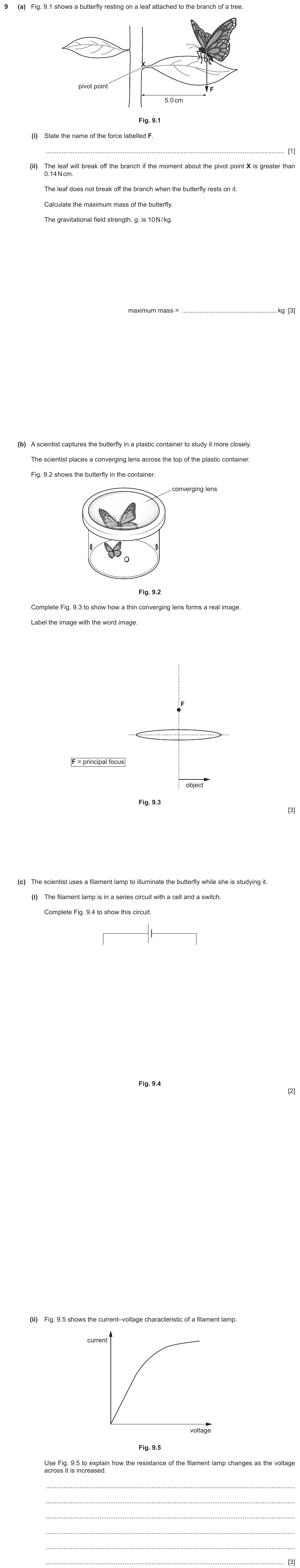 IGCSE 0654 Jun 2023 Paper 43 Question 9 — Lenses