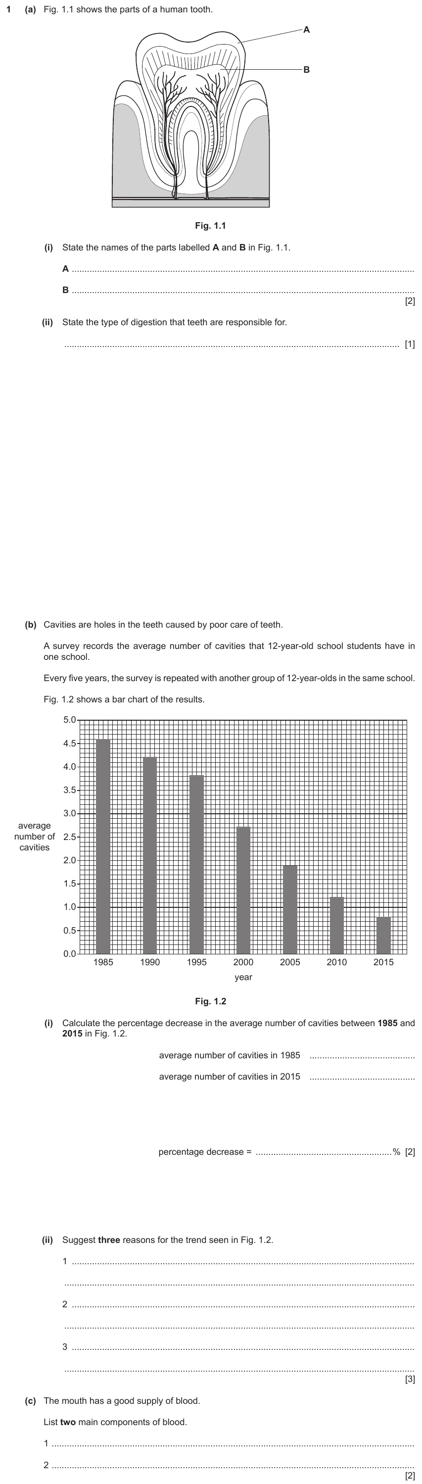 IGCSE 0654 Jun 2024 Paper 31 Question 1 — Digestive system & digestion