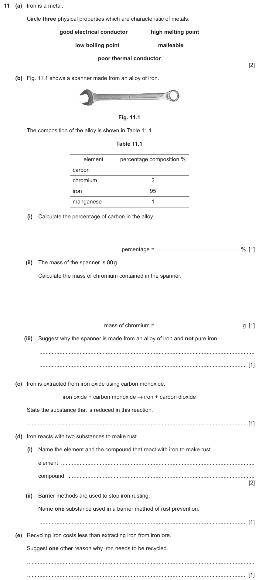IGCSE 0654 Jun 2024 Paper 33 Question 11 — Corrosion & rusting