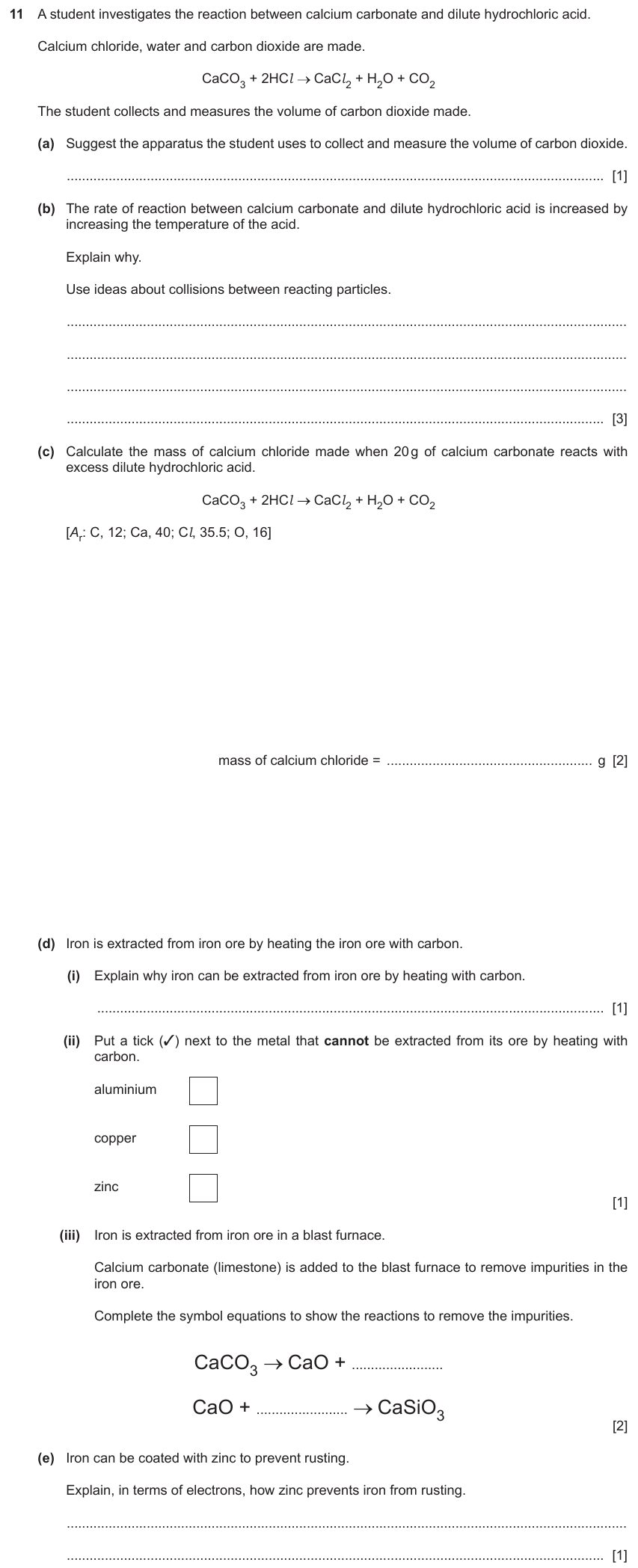IGCSE 0654 Jun 2024 Paper 43 Question 11 — Extraction of metals