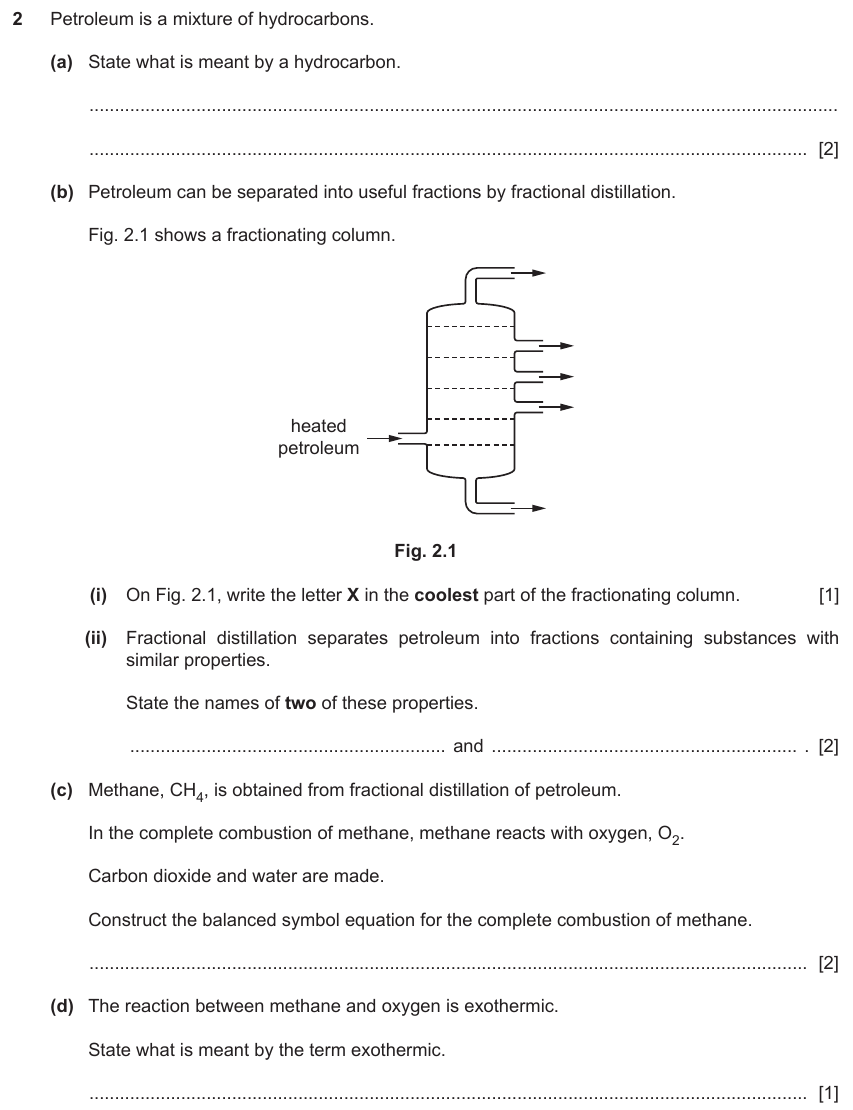 IGCSE 0654 Jun 2024 Paper 43 Question 2 — Fuels & petroleum