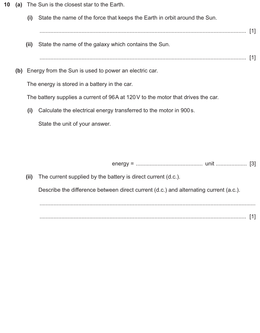 IGCSE 0654 Jun 2025 Paper 31 Question 10 — Current, voltage & resistance