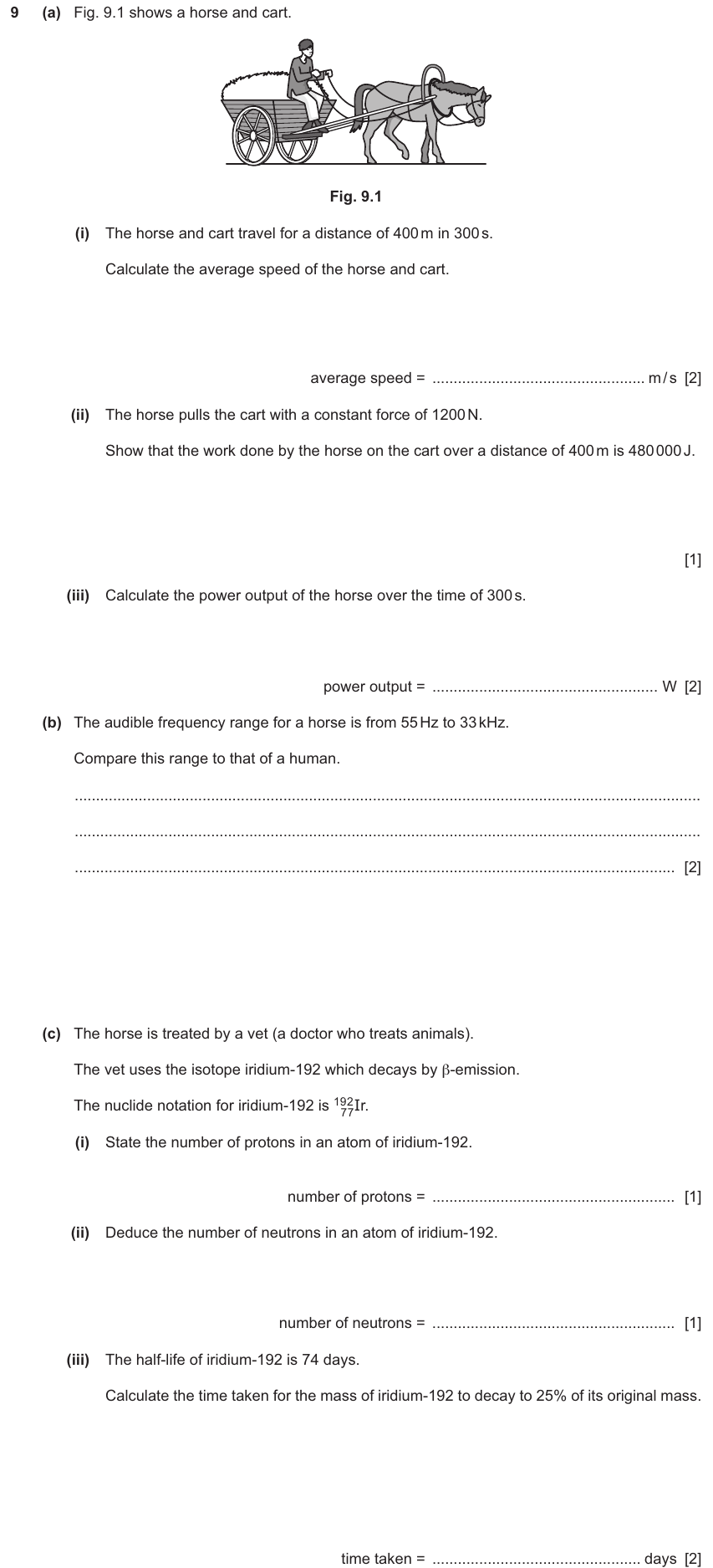 IGCSE 0654 Jun 2025 Paper 31 Question 9 — Work & power