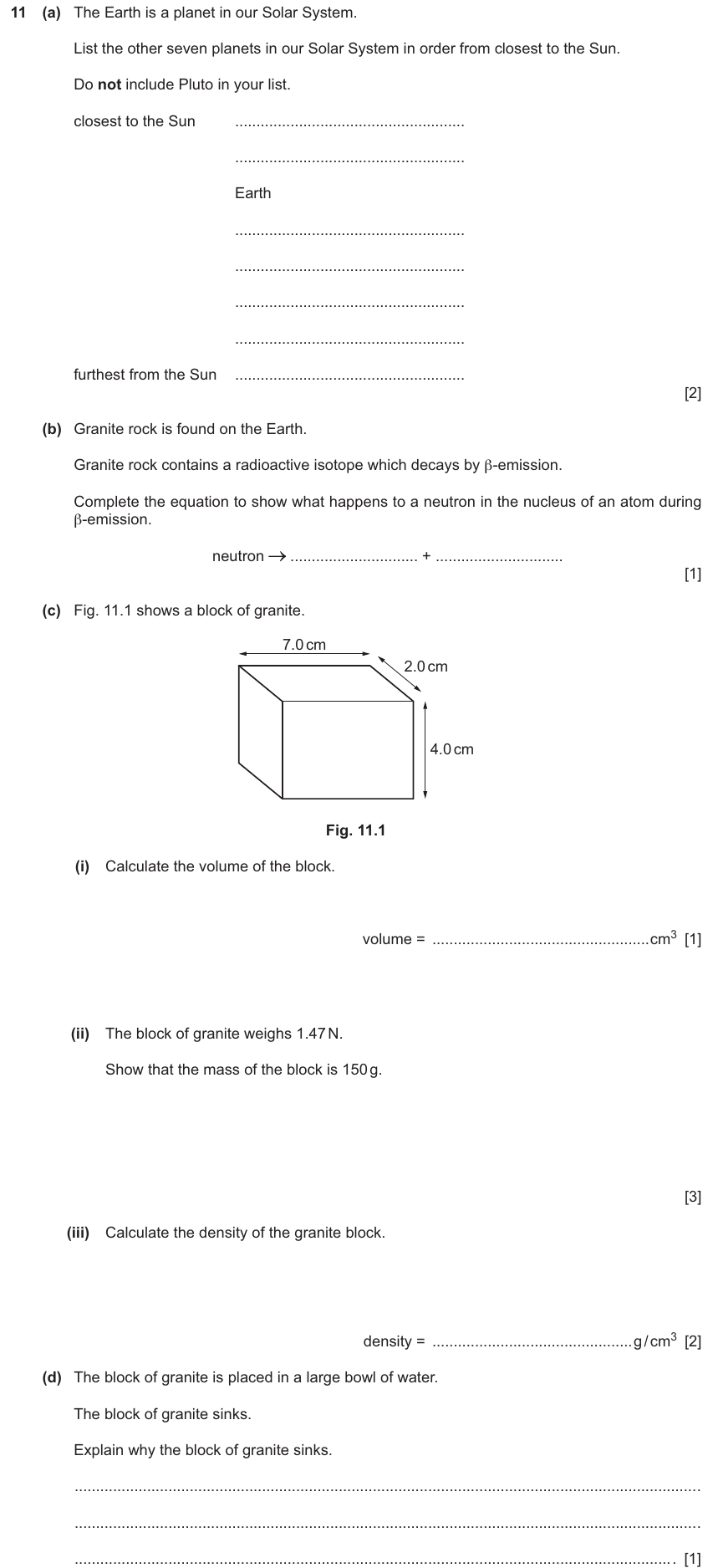 IGCSE 0654 Jun 2025 Paper 33 Question 11 — Earth & the Solar System