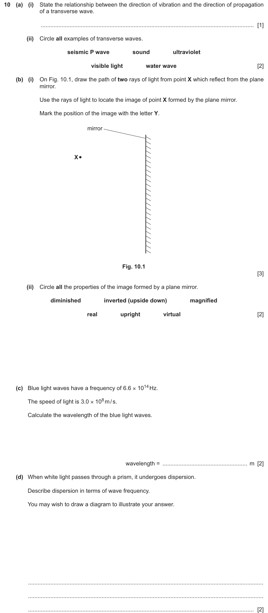 IGCSE 0654 Jun 2025 Paper 42 Question 10 — General properties of waves