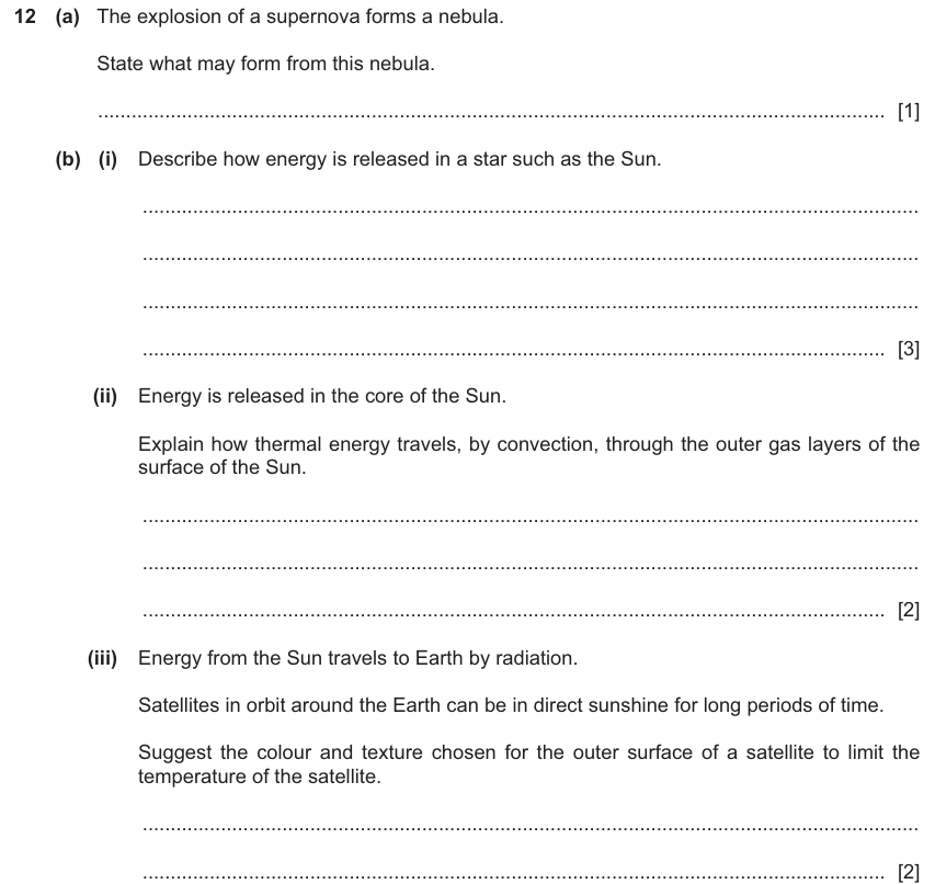 IGCSE 0654 Jun 2025 Paper 42 Question 12 — Stars & the Universe