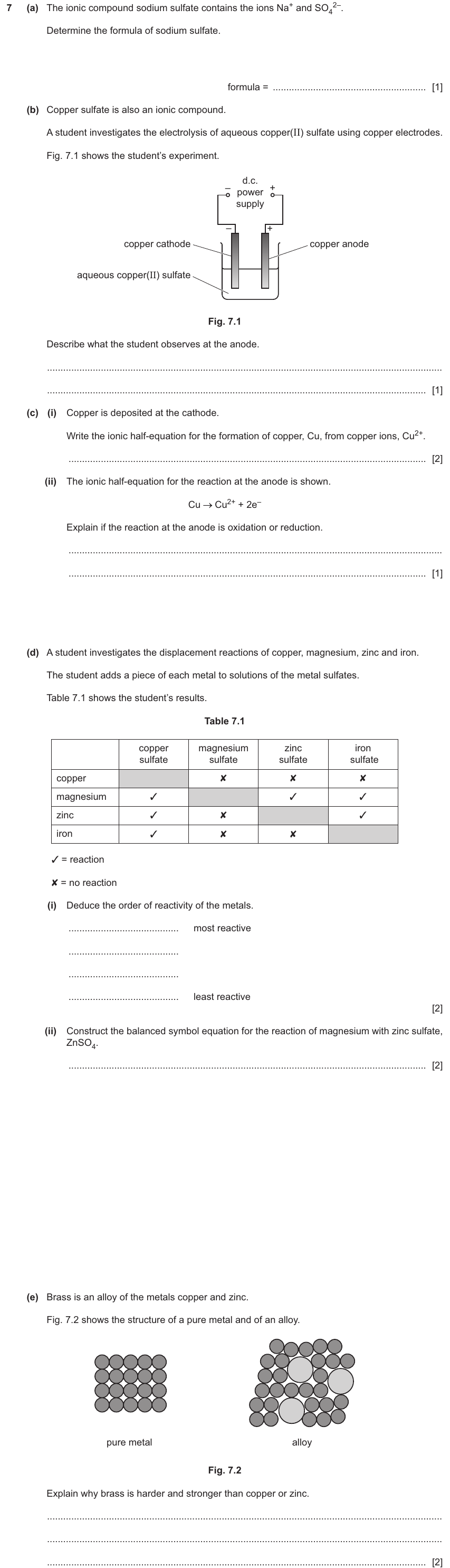 IGCSE 0654 Jun 2025 Paper 42 Question 7 — Electrolysis