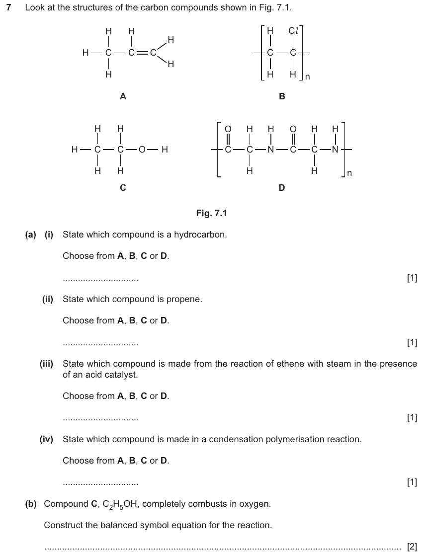 IGCSE 0654 Jun 2025 Paper 43 Question 7 — Balancing equations