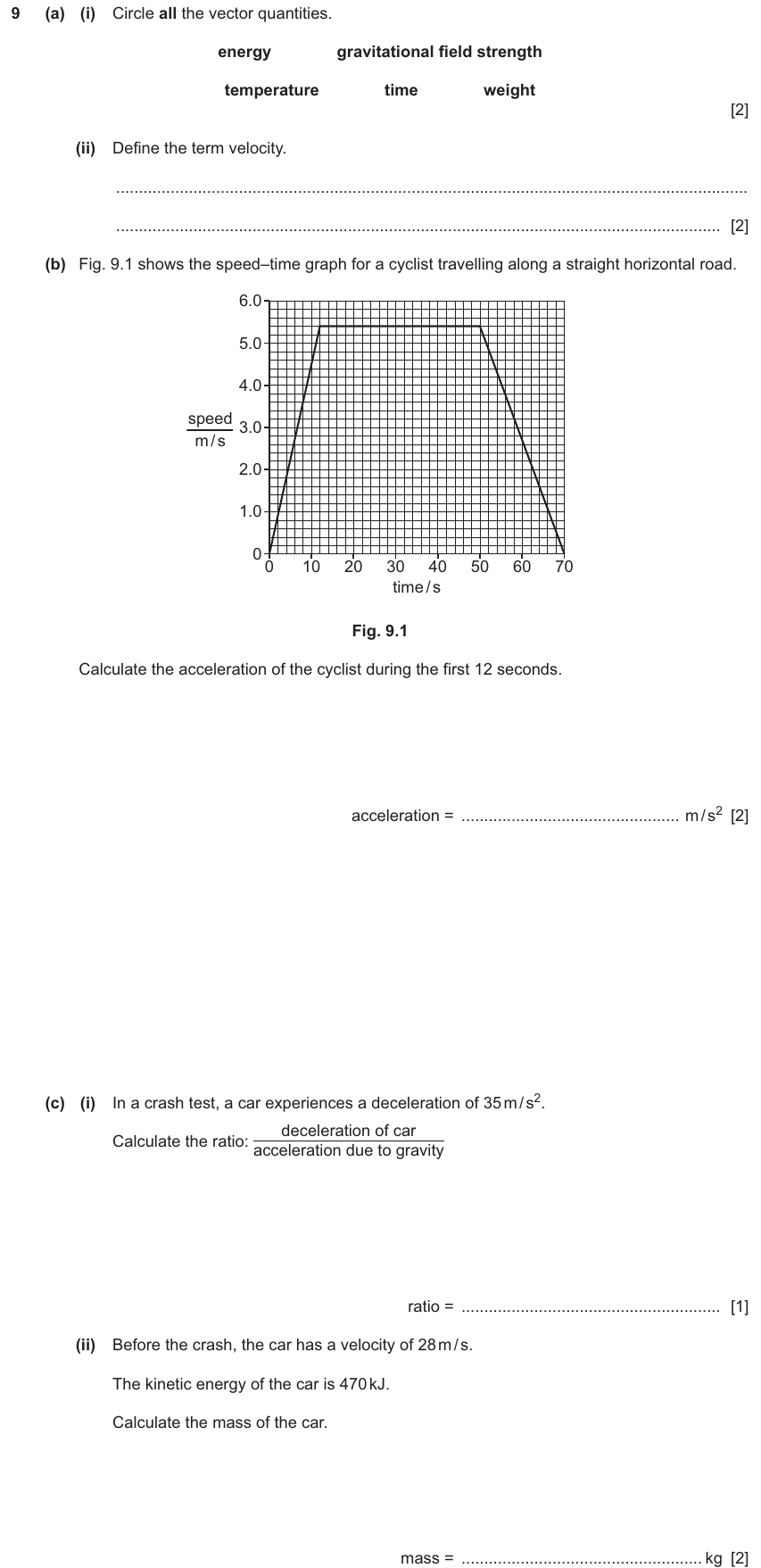 IGCSE 0654 Jun 2025 Paper 43 Question 9 — Speed, velocity & acceleration