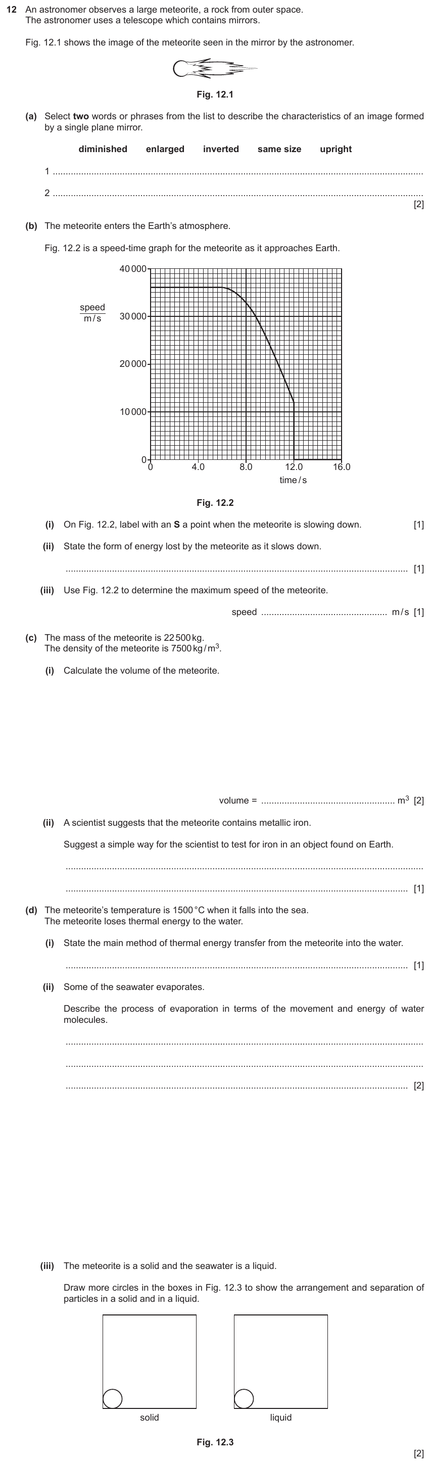 IGCSE 0654 Nov 2022 Paper 33 Question 12 — Speed, velocity & acceleration