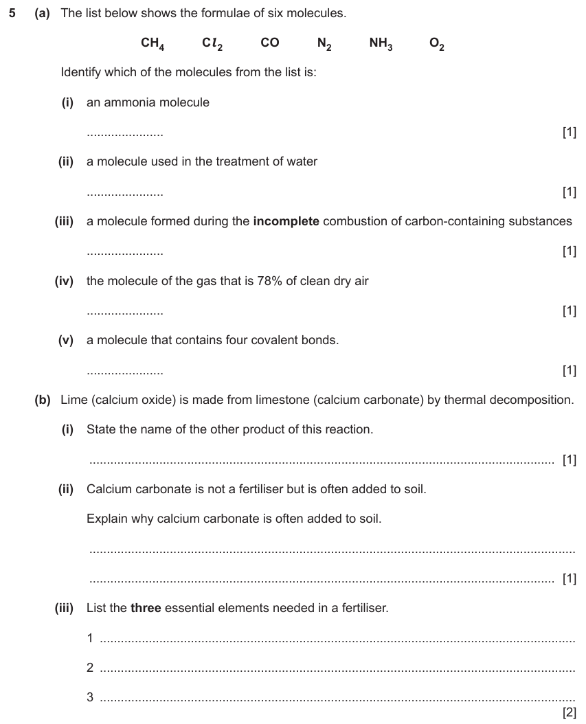 IGCSE 0654 Nov 2022 Paper 33 Question 5 — Covalent bonding