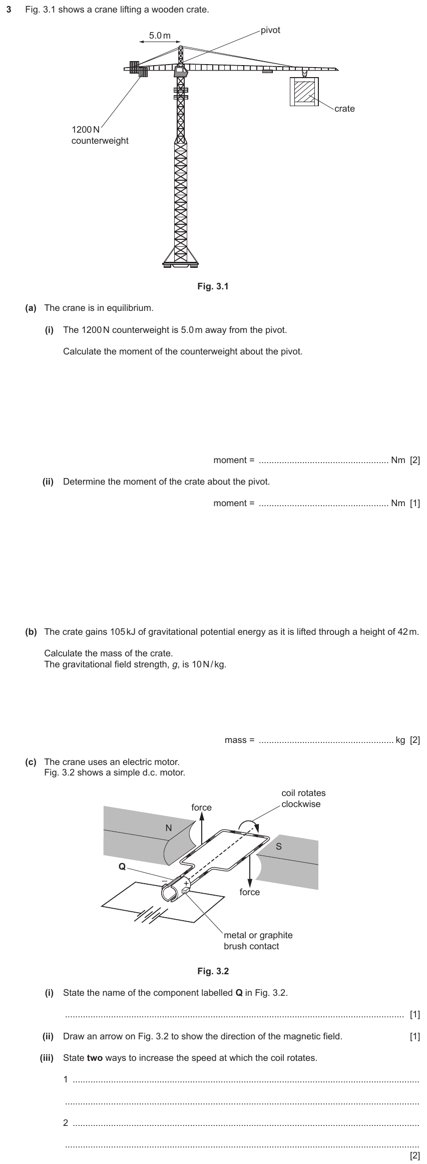 IGCSE 0654 Nov 2022 Paper 41 Question 3 — Turning effect (moments)