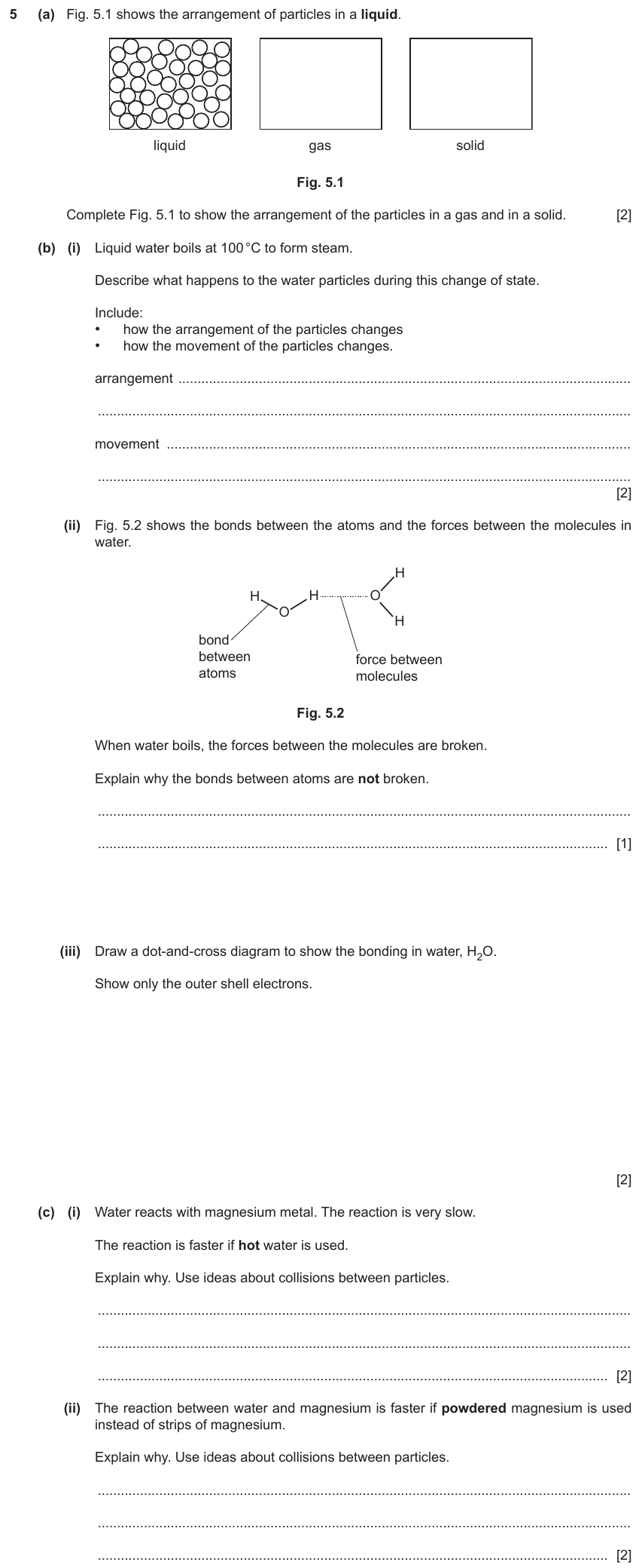 IGCSE 0654 Nov 2022 Paper 41 Question 5 — Solids, liquids & gases